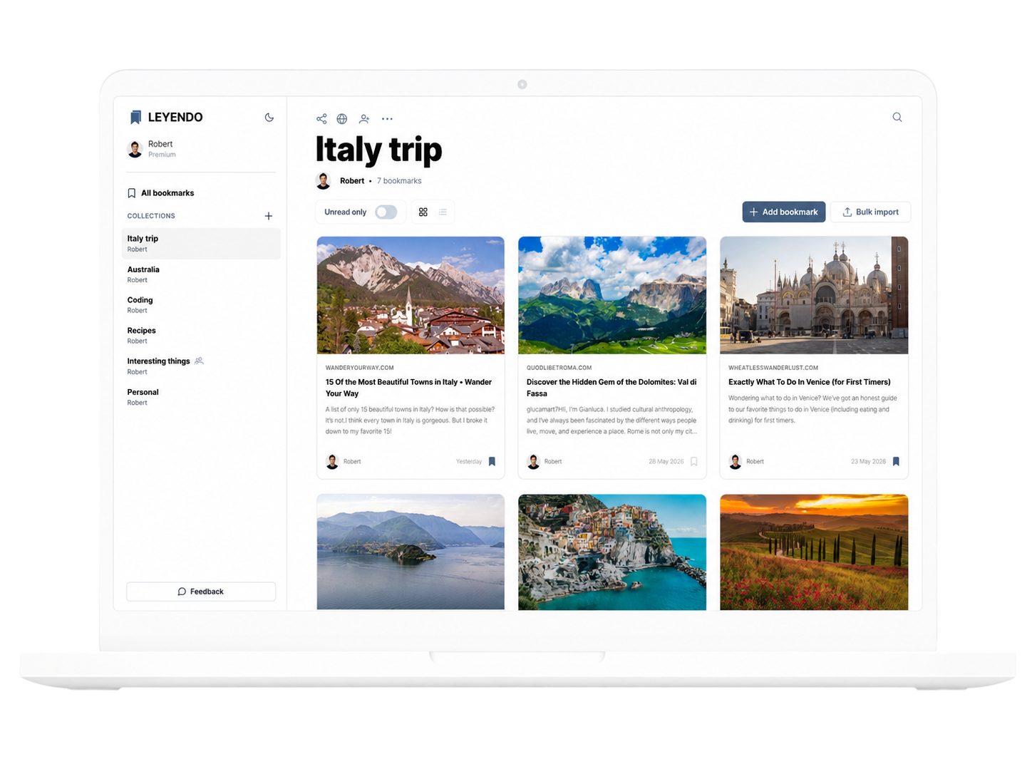 Leyendo app preview on a desktop device