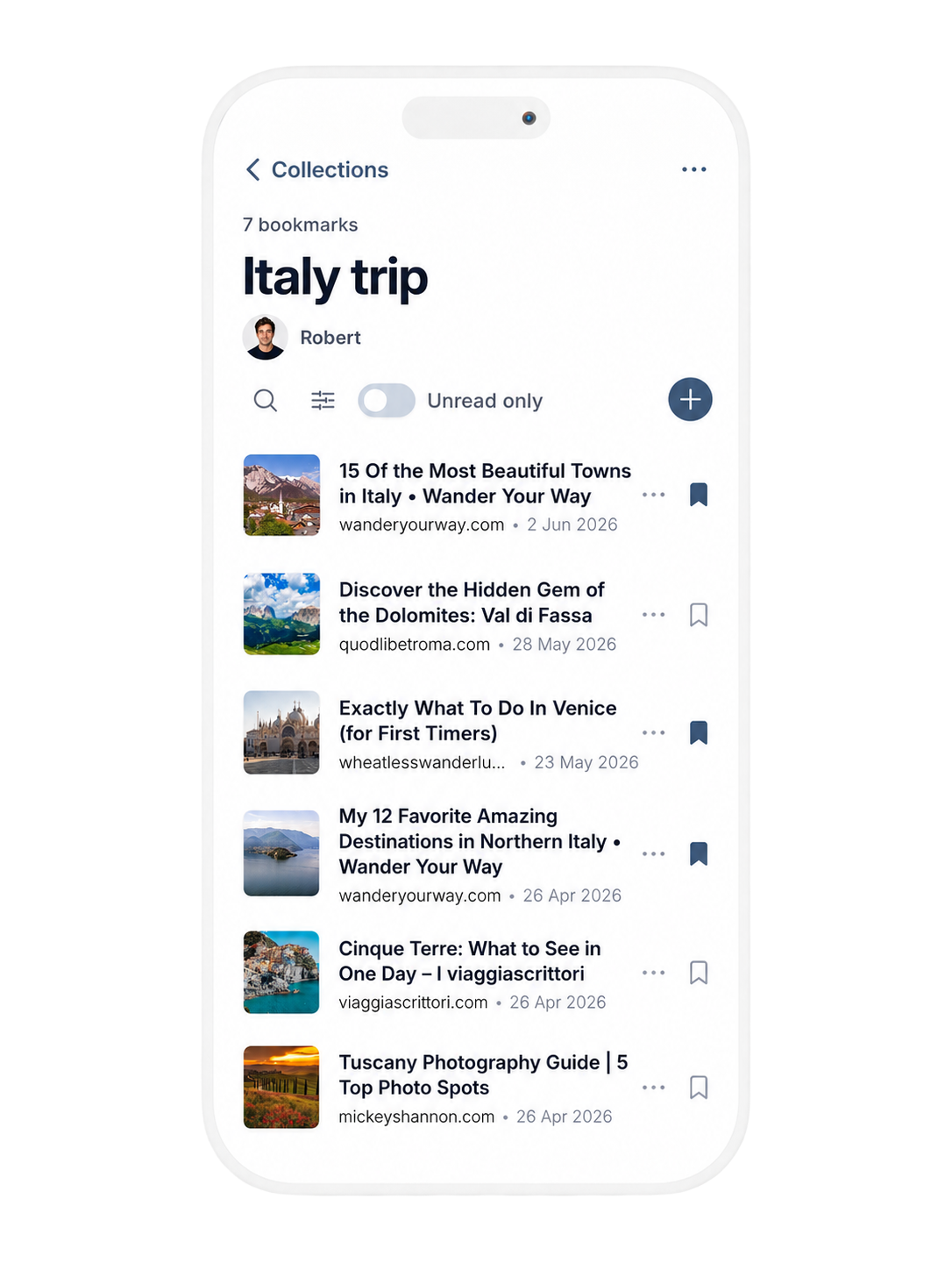 Read status and filters preview